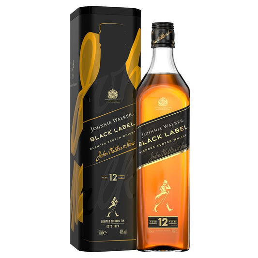 Johnnie Walker Black Label Blended Scotch Whisky 70cl With Gift Tin